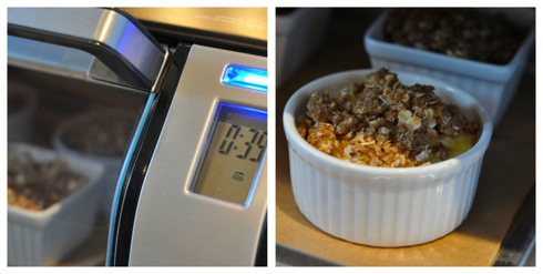 Apple cranberry crumble in oven