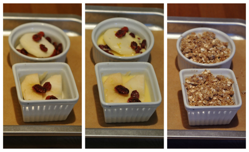 Apple cranberry crumble prep