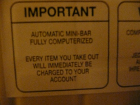 Minibar notice