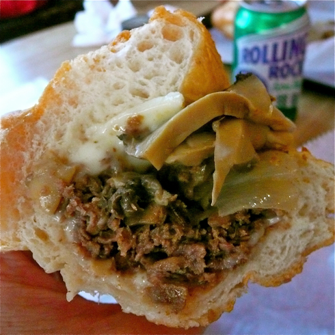 Jim's steaks interior of cheese steak