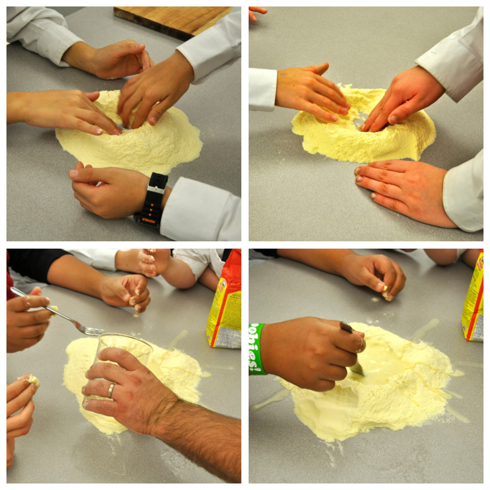 Les Petits Chefs make pasta dough