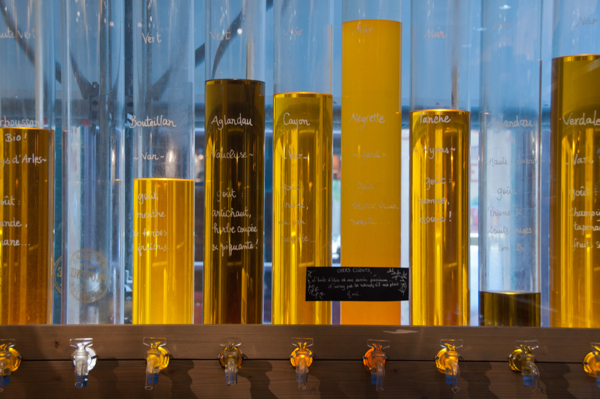 Flavors of Paris food walk Olive Oil bottles
