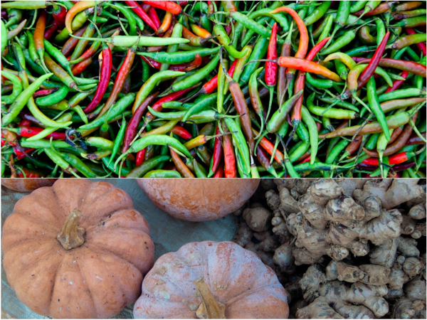 Chilies and pumpkins and ginger Kalaw Market Chilies and pumpkins and ginger Kalaw Market