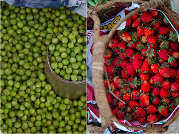 English peas and strawberries Kalaw market English peas and strawberries Kalaw market