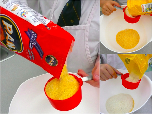 Kids measuring cornmeal by eatlivetravelwrite.com