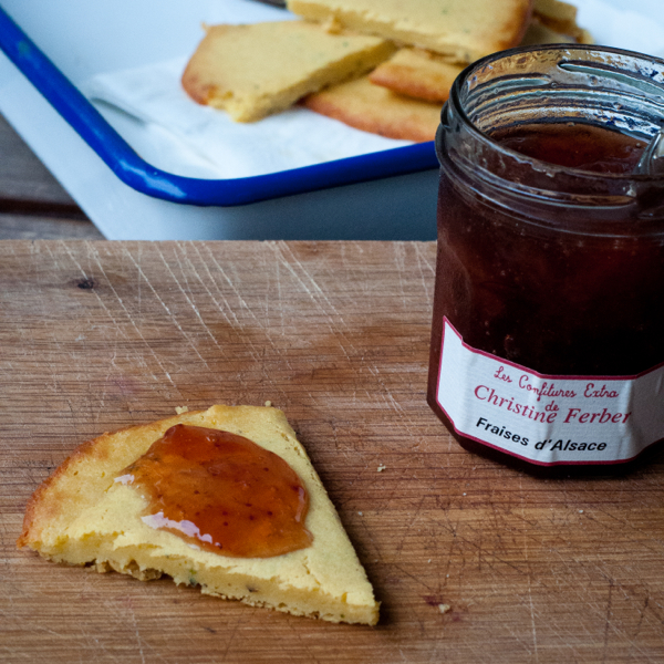 Dorie Greenspan's Socca from Around my French Table served with preserves on eatlivetravelwrite.com