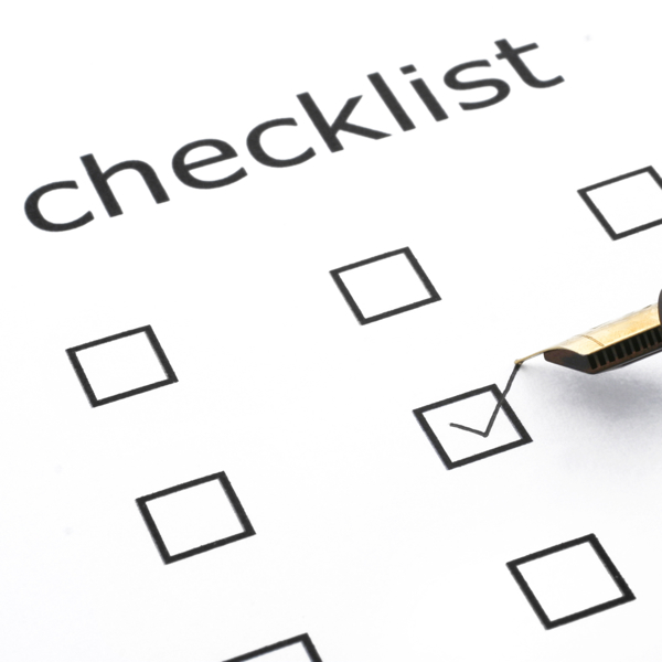 checklist with boxes to tick