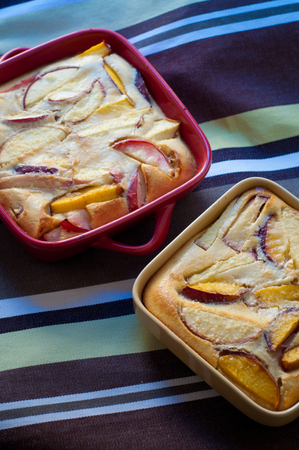 Peach and almond clafoutis from The French Market Cookbook on eatlivetravelwrite.com
