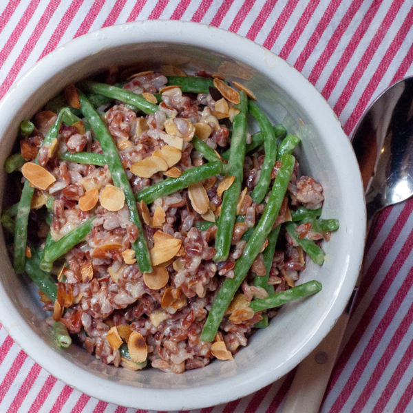 Green bean red rice and almond salad from The French Market Cookbook on eatlivetravelwrite.com
