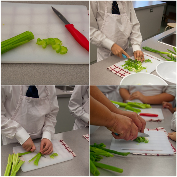 Kids chopping celery with Rossy Earle on eatlivetravelwrite.com