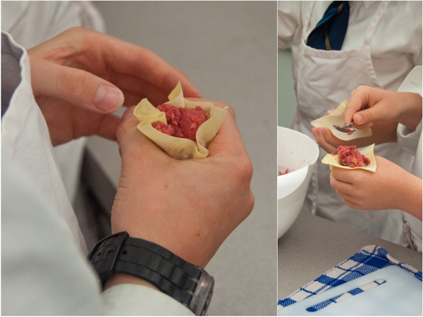 Kids making bison siu mai on eatlivetravelwrite.com
