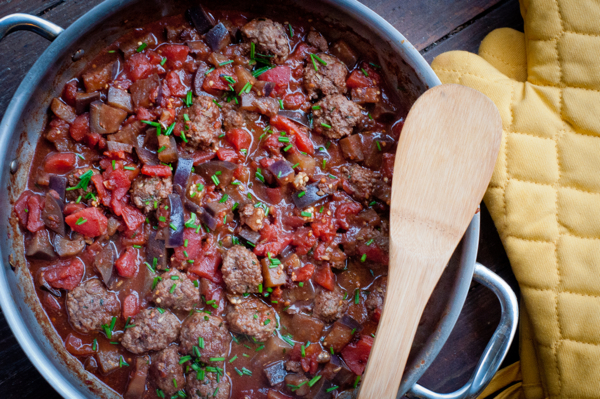 Cooking meatballs alla Norma #savewithJamie on eatlivetravelwrite.com
