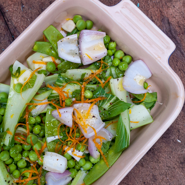 Baby Bok Choy, Sugar Snaps and Garlic on eatlivetravelwrite.com