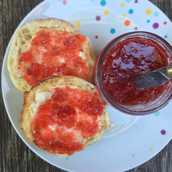 Amy Bronee strawberry rhubarb jam on eatlivetravelwrite.com
