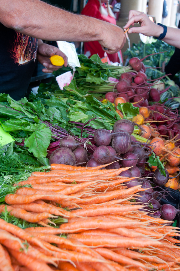 Tasting beets at Stroud Farmers Market on eatlivetravelwrite.com