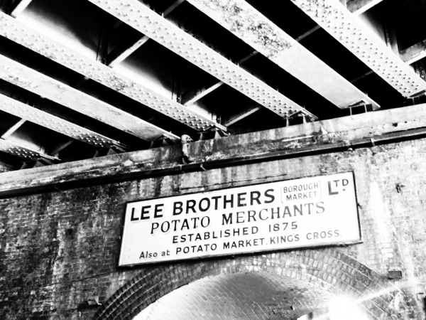 Potato merchants sign at the Borough Market on eatlivetravelwrite.com