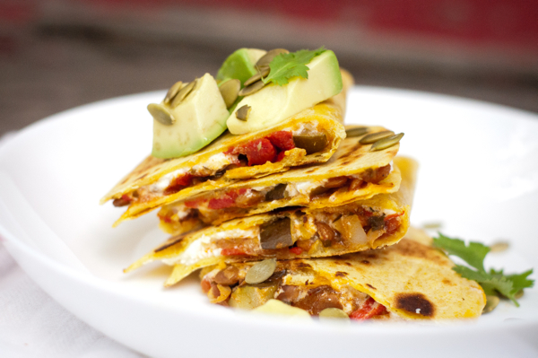 Vegetarian quesadillas with lentils on eatlivetravelwrite.com