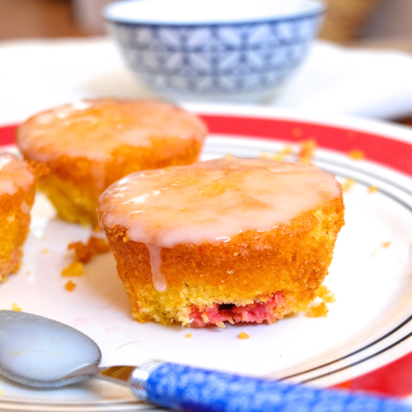 Cornmeal and berry cupcakes from Baking Chez Moi on eatlivetravelwrite.com