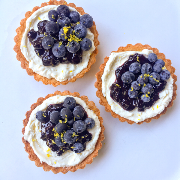 Dorie Greenspan blueberry cheesecake tartsfrom Baking Chez Moi on eatlivetravelwrite.com