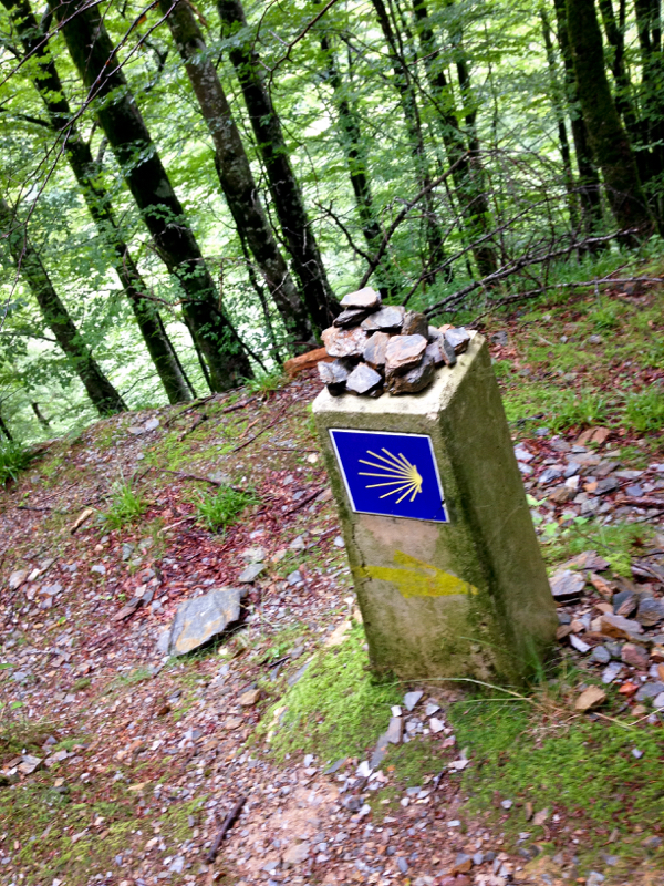 Finding the waymarkers on the road to Roncesvalles on the Camino on eatlivetravelwrite.com