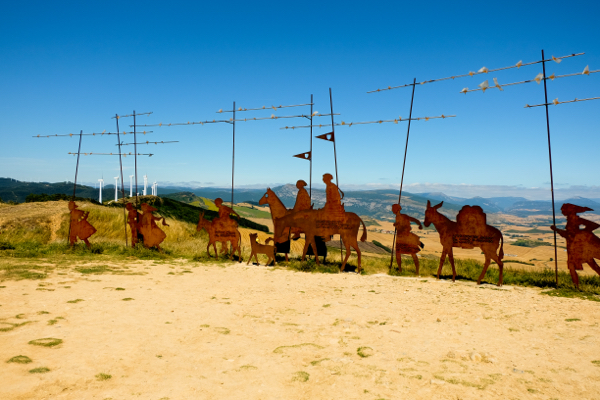 Pilgrim monument on Alto de Perdon walking the Camino de Santiago n eatlivetravelwrite.com