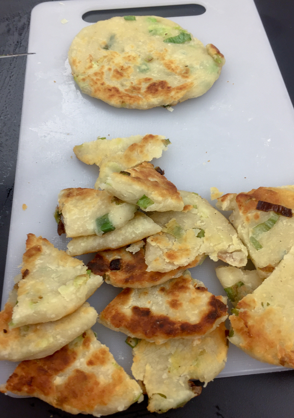 Scallion pancake ready to enjoy on eatlivetravelwrite.com