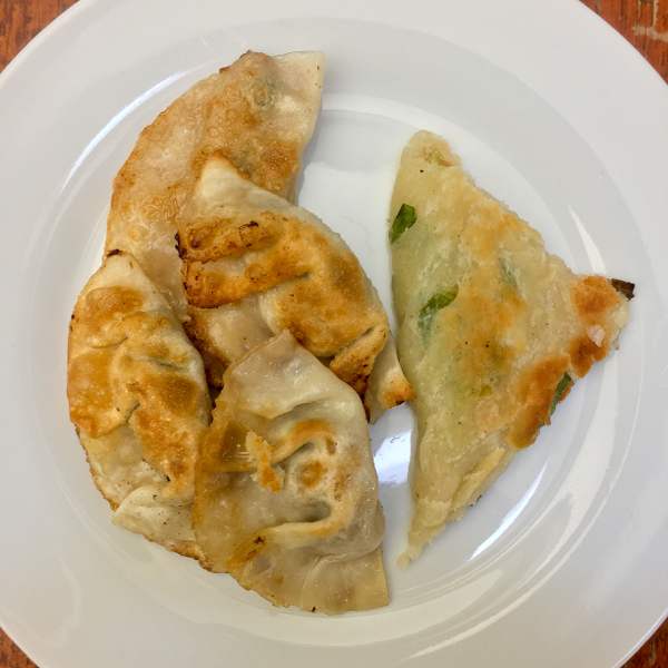 Dumplings and scallion pancake on eatlivetravelwrite.com