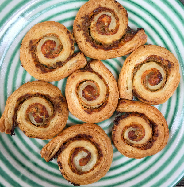 Puff pastry goat cheese spirals from The Everyday Baker on eatlivetravelwrite.com