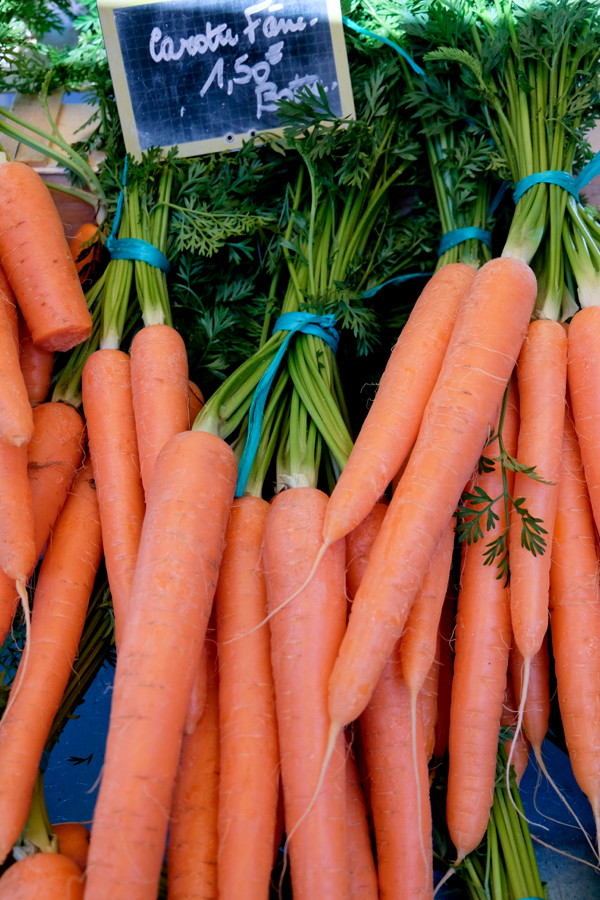 Carrots at the market in Lyon image on eatlivetravelwrite.com