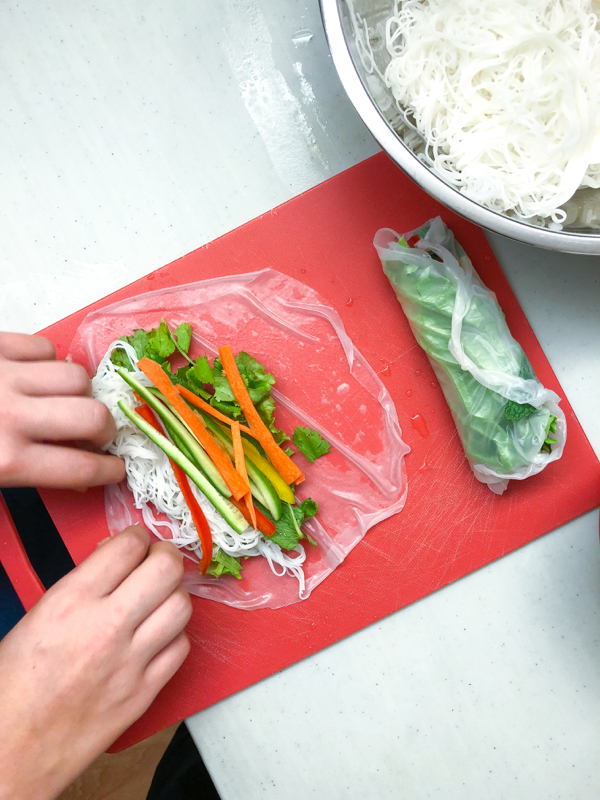 Making Rainbow Rice Paper Rolls from Vegetarian Vietnam on eatlivetravelwrite.com