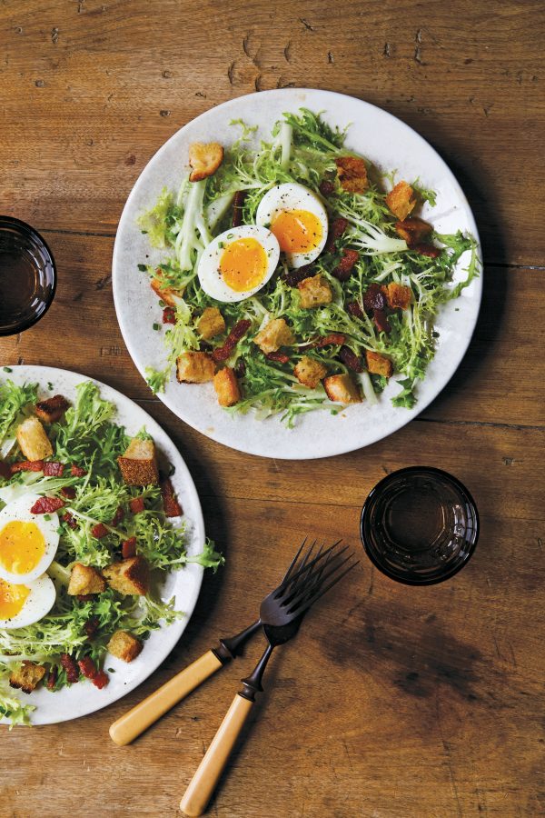 Frisée with bacon and egg