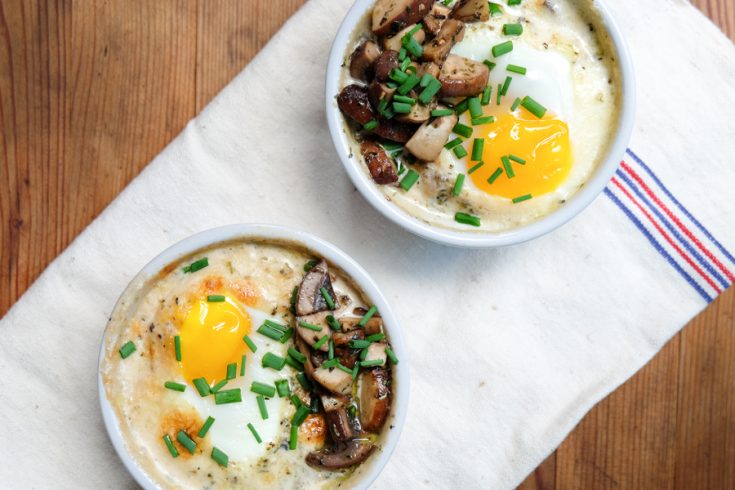 Baked eggs oeufs en cocotte with mushrooms champignons on eatlivetravelwrite.com