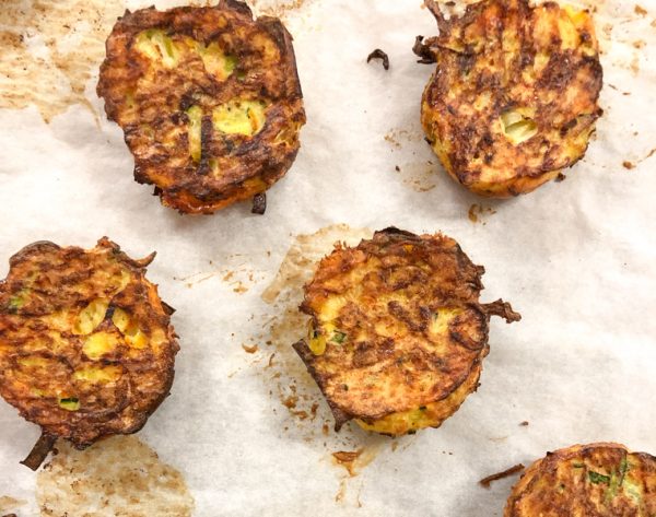 Just baked Crispy Vegetable Cakes from In the French kitchen with kids on eatlivetravelwrite.com