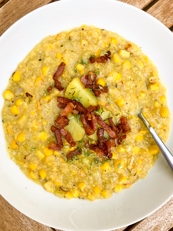 Cook the Book Fridays Dorie Greenspan’s Fresh-off-the-cob corn chowder on eatlivetravelwrite.com