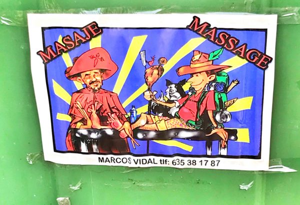 Massage poster walking the Camino de Santiago: Villafranca del Bierzo to :as Herrerías with Camino Travel Center on eatlivetravelwrite.com