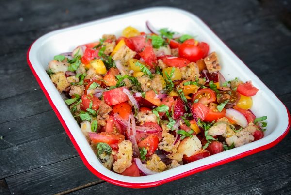 Dorie Greenspan Tomato and peach panzanella from Everyday Dorie on eatlivetravelwrite.com