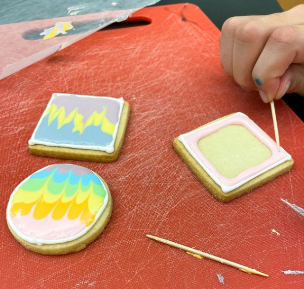 Flooding icing when decorating sugar cookies with Adell Shneer on eatlivetravelwrite.com