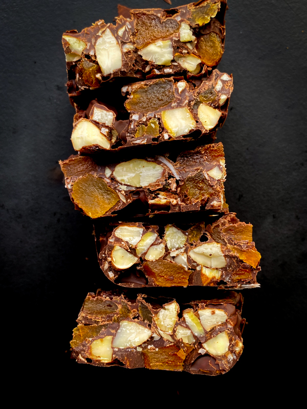 Dorie Greenspan Chunky Chocolate Fruit-and-Nut Bars from Baking Chez Moi on eatlivetravelwrite.com