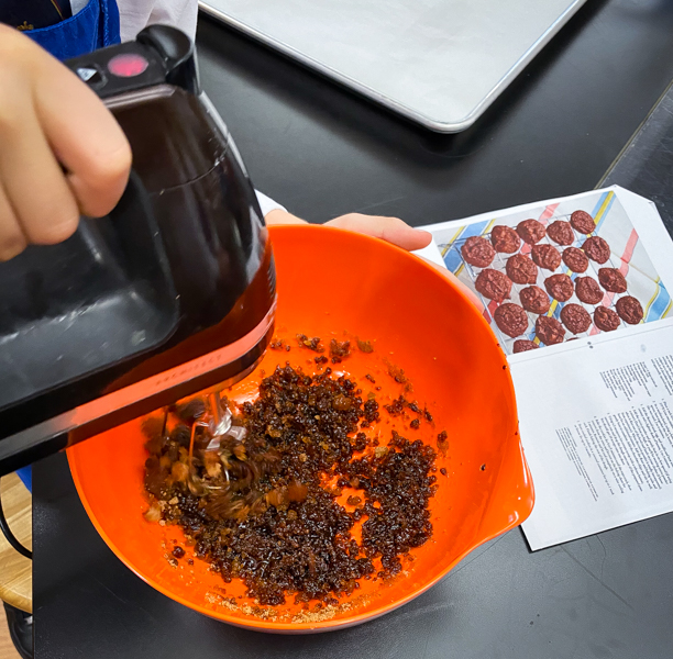 Mixing wet ingredients to make from Peace, Love and Fibre by Mairlyn Smith on eatlivetravelwrite.com