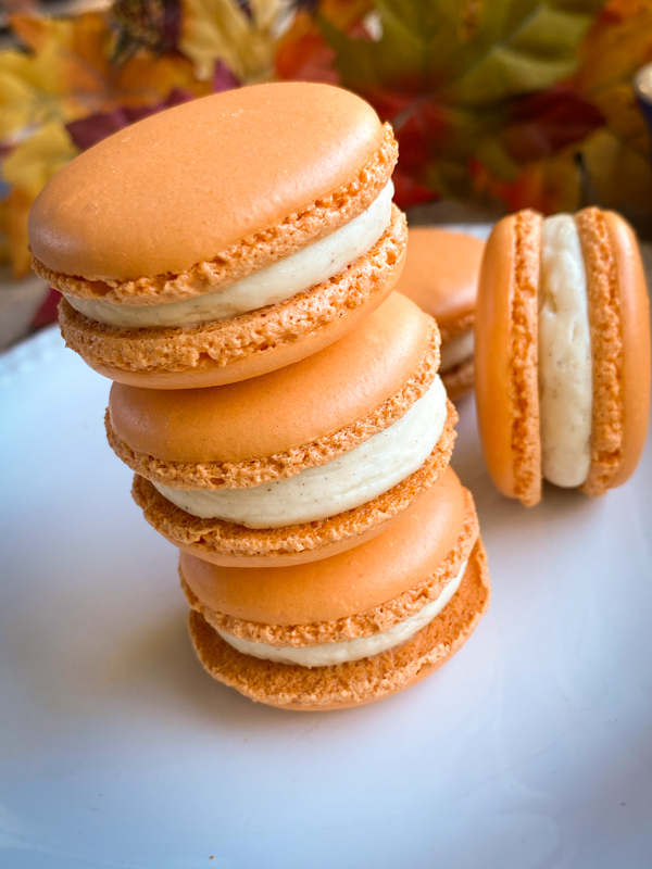 A stack of Dorie Greenspan's Parisian Macarons on a white plate