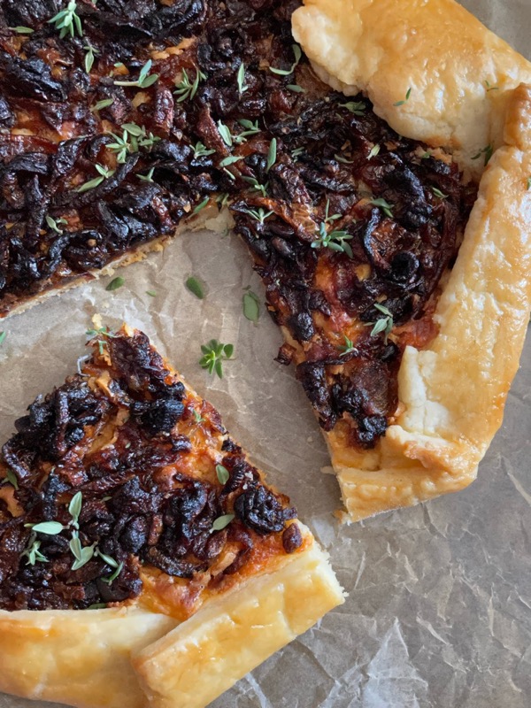 Caramelized onion galette with parm cream from Everyday Dorie.