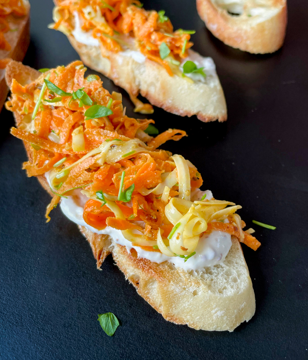 Close up of Carrot and Mustard "Rillettes".