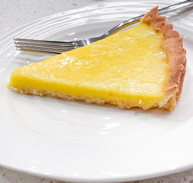 Slice of Dorie Greenspan French Riviera Lemon Tart.