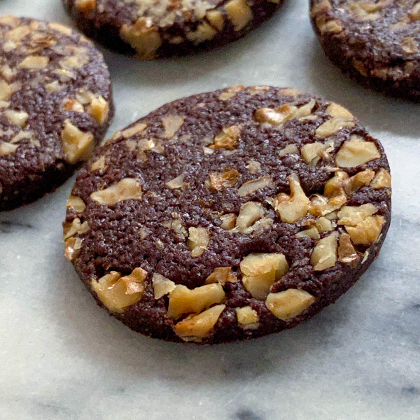 Closeup of Chocolate-Pecan Cookies.
