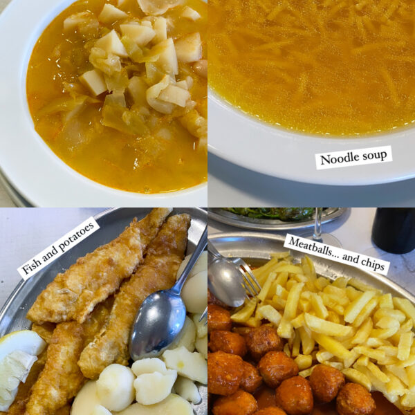 Components of a Pilgrim Meal in Pedrouzo.